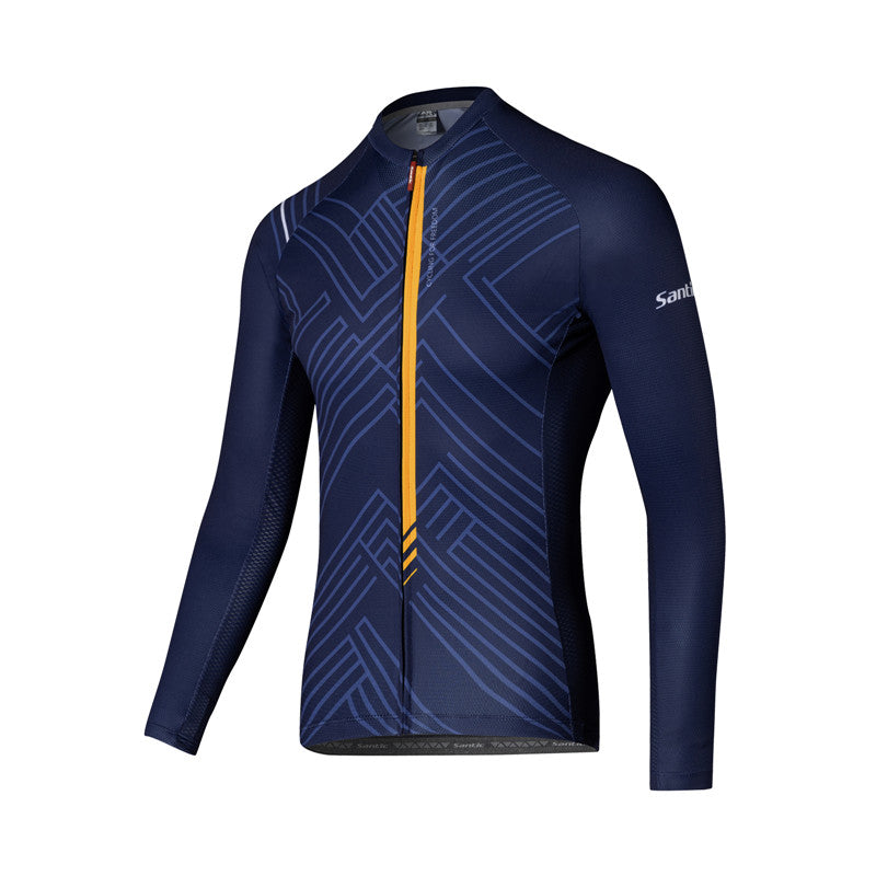 Santic Light Stripe Navy Men s Cycling Jersey Long Sleeve Santicshop