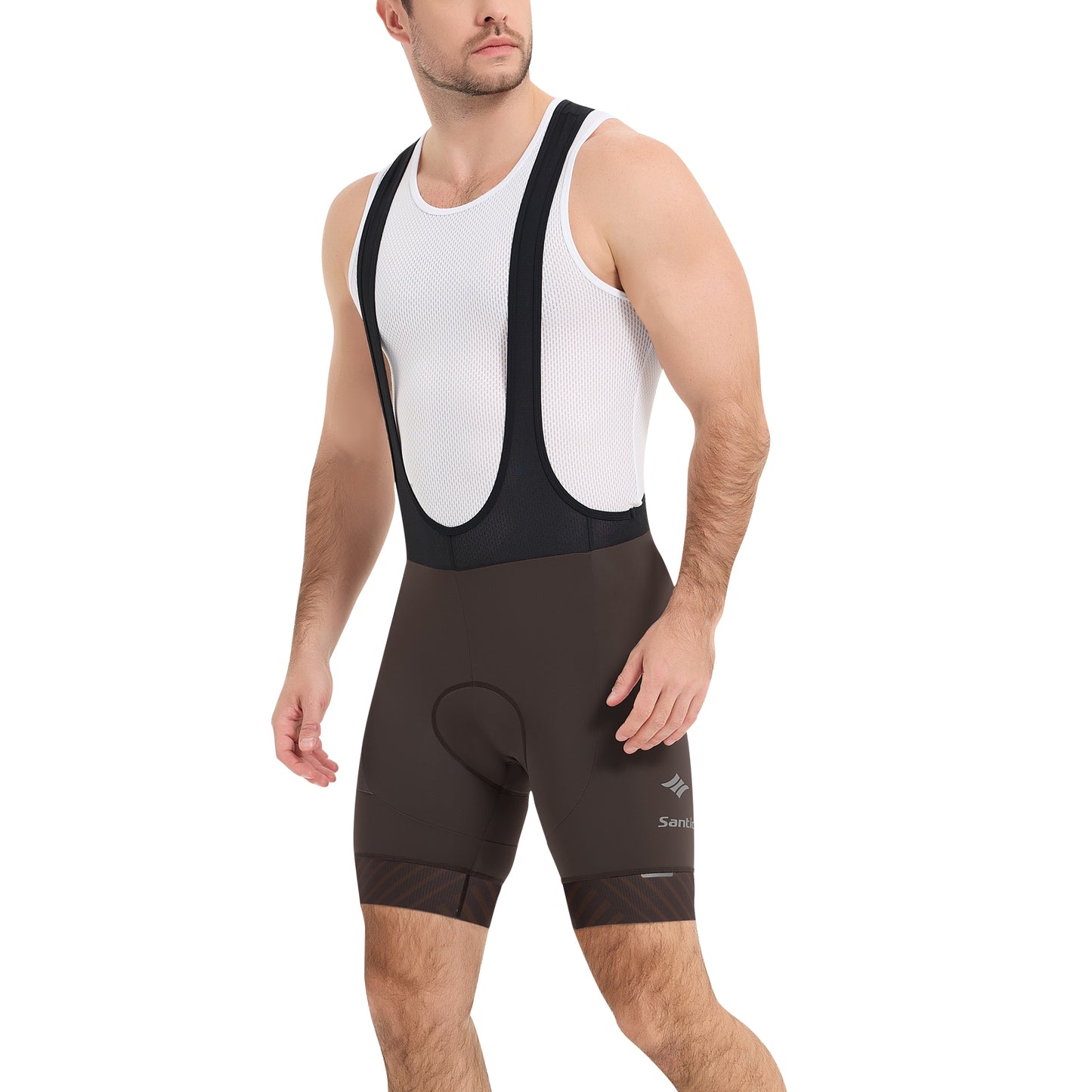 Santic Cycling Bib Shorts Men Padded With Pocket Brown