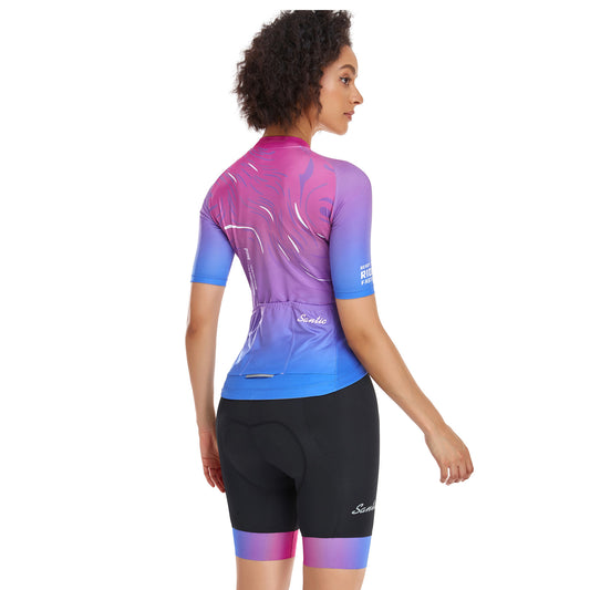 Santic Sight Fan Womens Jersey Purple & Cloud Fan Shorts Set