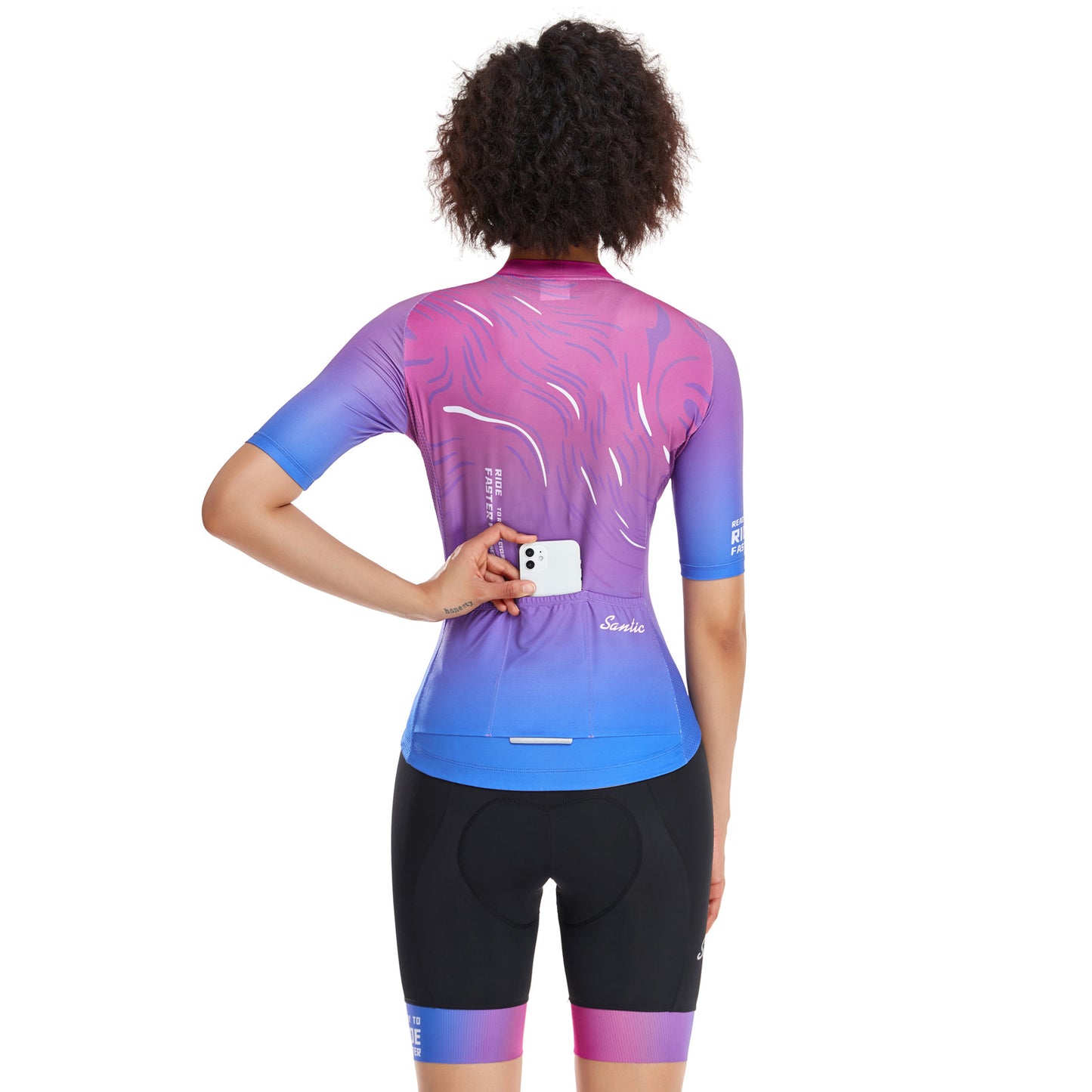 Santic Sight Fan Womens Jersey Purple & Cloud Fan Shorts Set