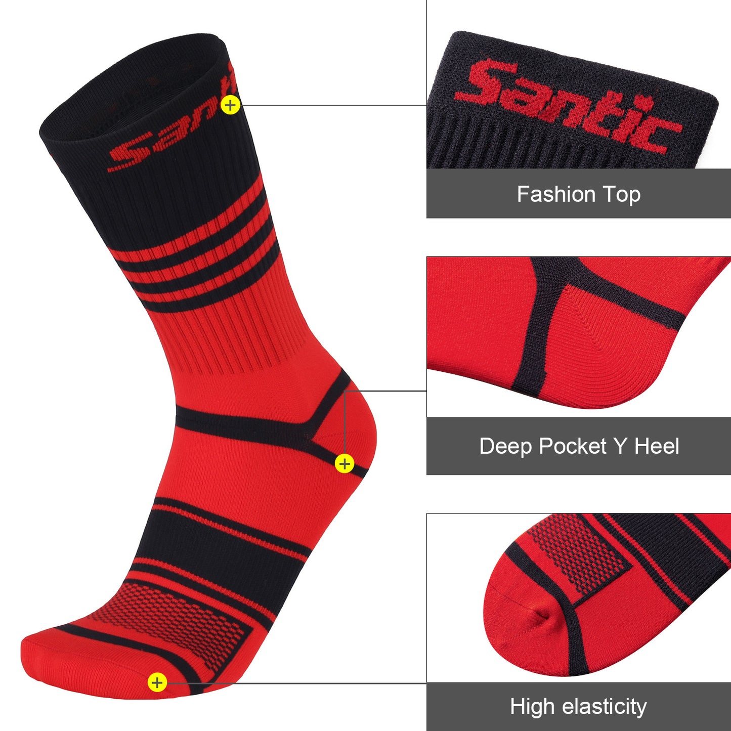 Santic Duke Men Women Cycling Socks Red