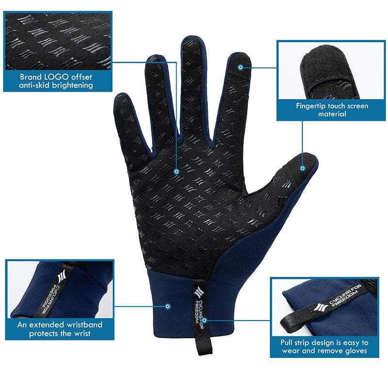 Santic LandShow Navy Men Winter Full Finger Thermal Cycle Gloves