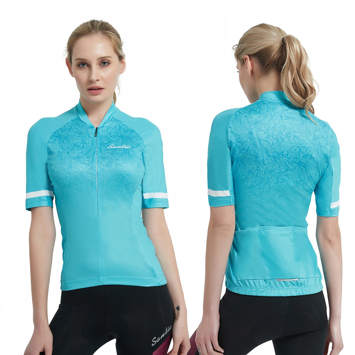 Santic Andrea Blue Women Cycling Jersey Short Sleeve