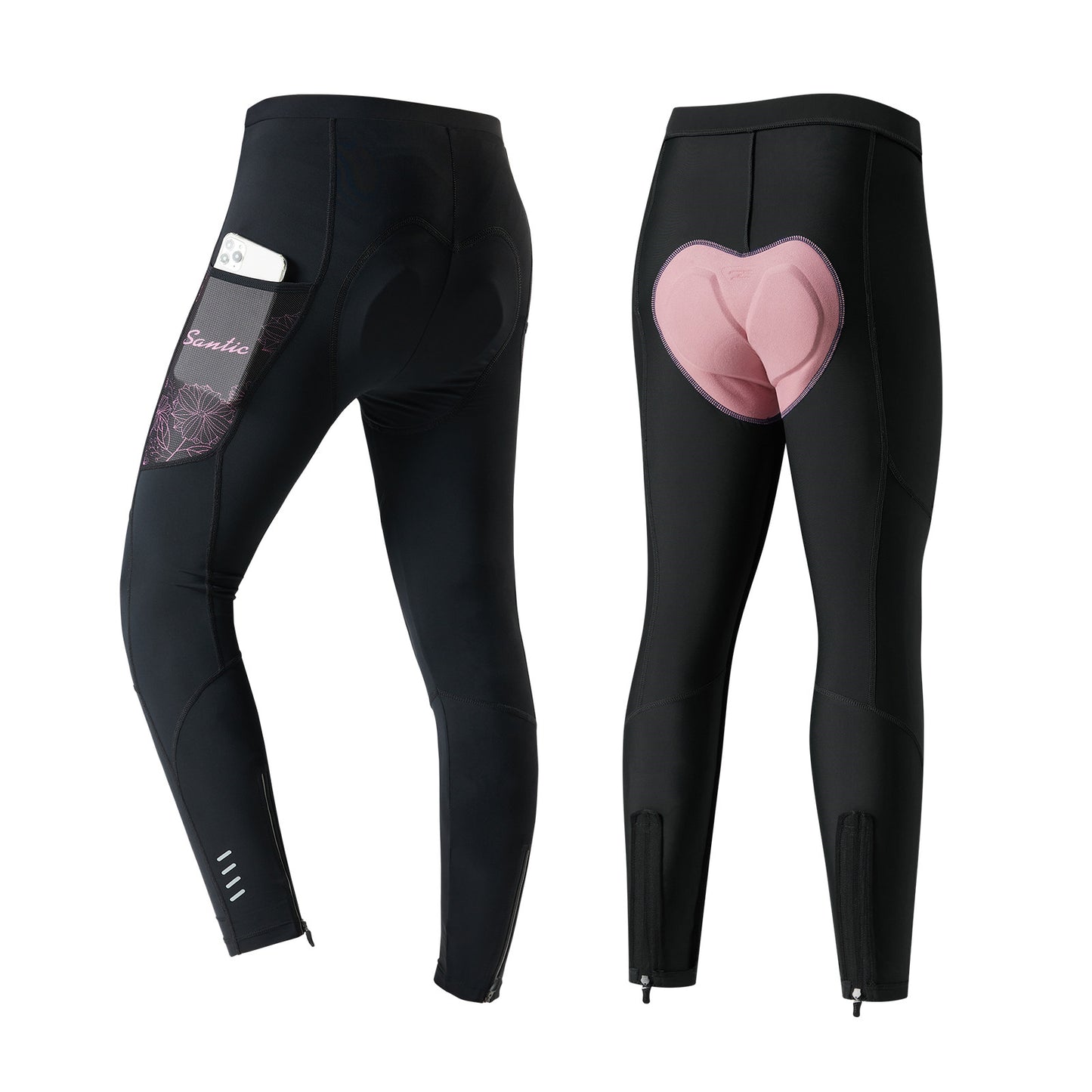Santic Women's Cycling Pants 4D Padded Bicycle Tights Pink