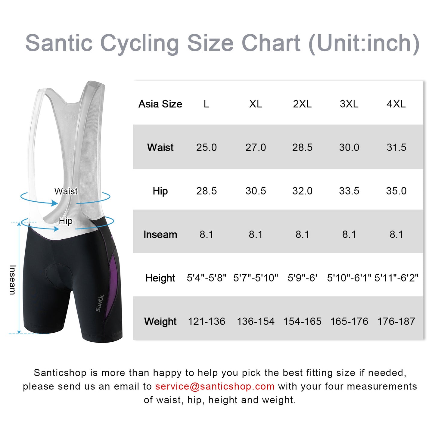 Santic  Women's Cycling Bib Shorts 4D Padded Bicycle Tights Purple
