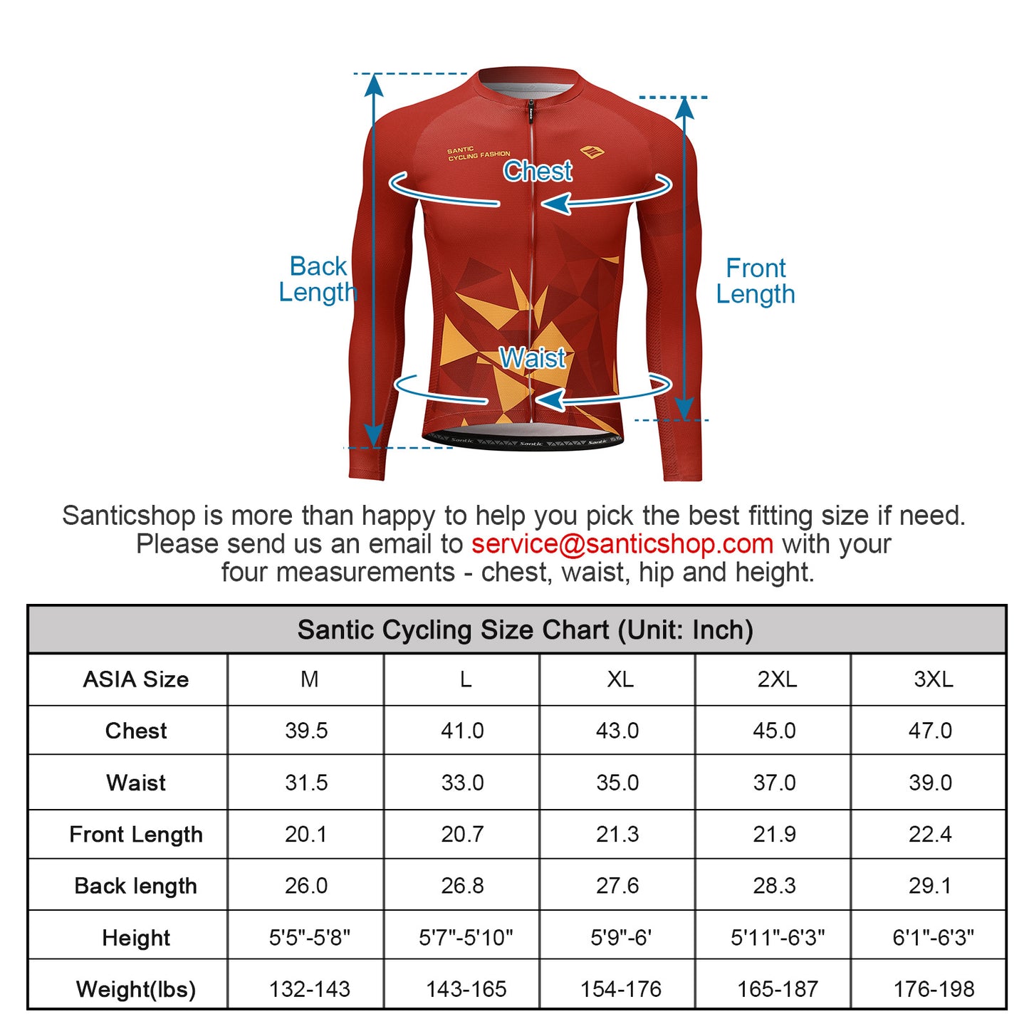Santic Ares Men’s Cycling Jersey Bike Jersey Long Sleeve Red