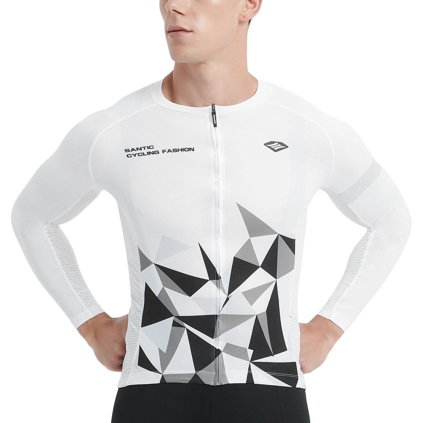 Santic Ares Men’s Cycling Jersey Bike Jersey Long Sleeve White