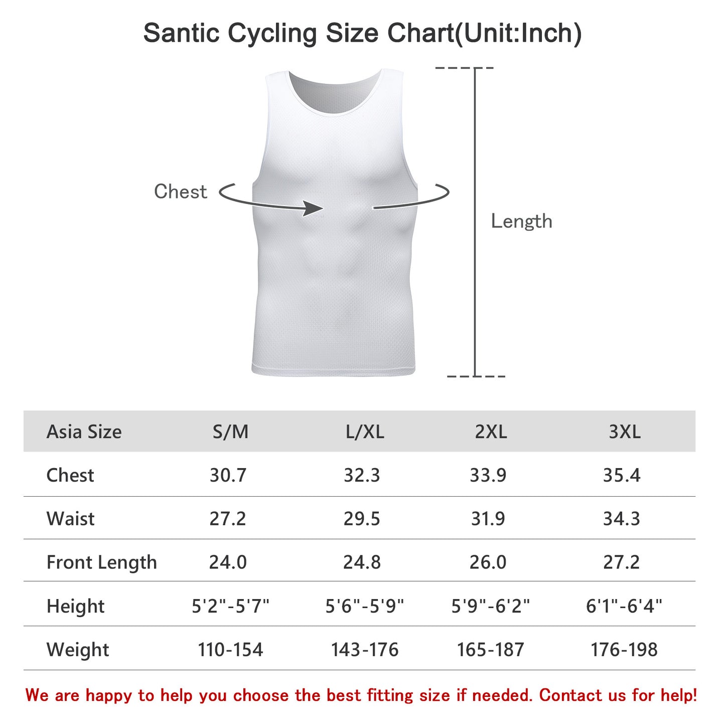 Santic Srui Men Cycling Vest Sleeveless Bike Base Layer White