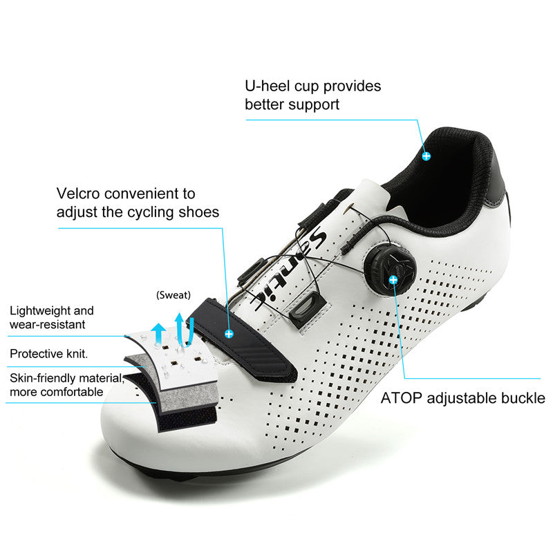 Santic Roadwind White Men’s Cycling Shoes with Compatible Cleat Peloton