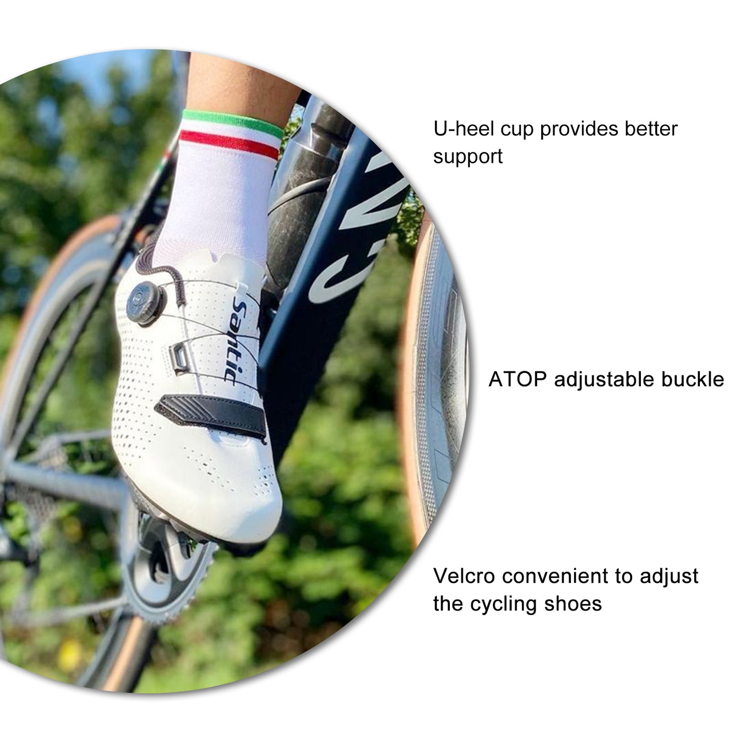 Santic Roadwind White Men’s Cycling Shoes with Compatible Cleat Peloton
