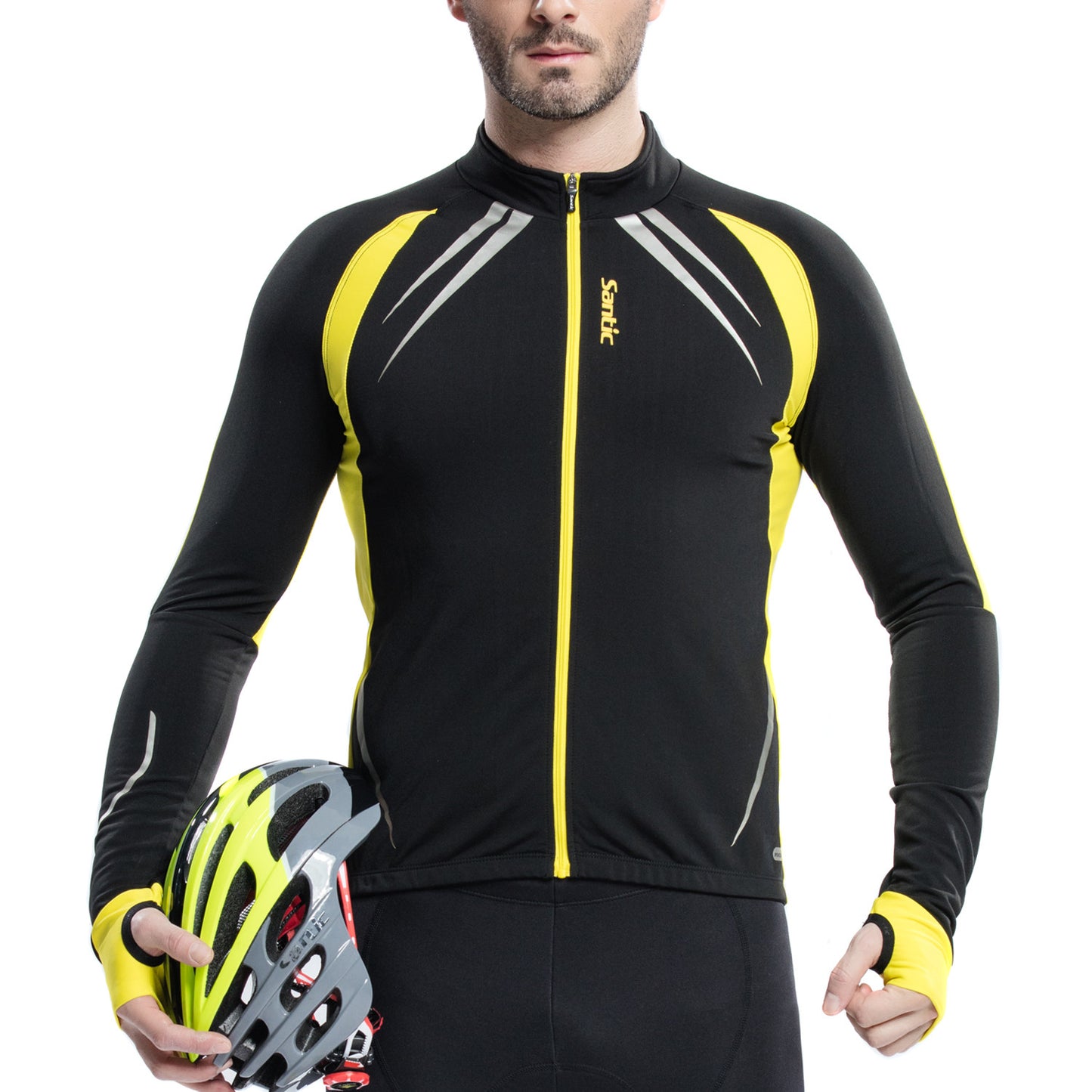 Santic Gabriel Yellow Men Cycling Jacket Long Sleeve