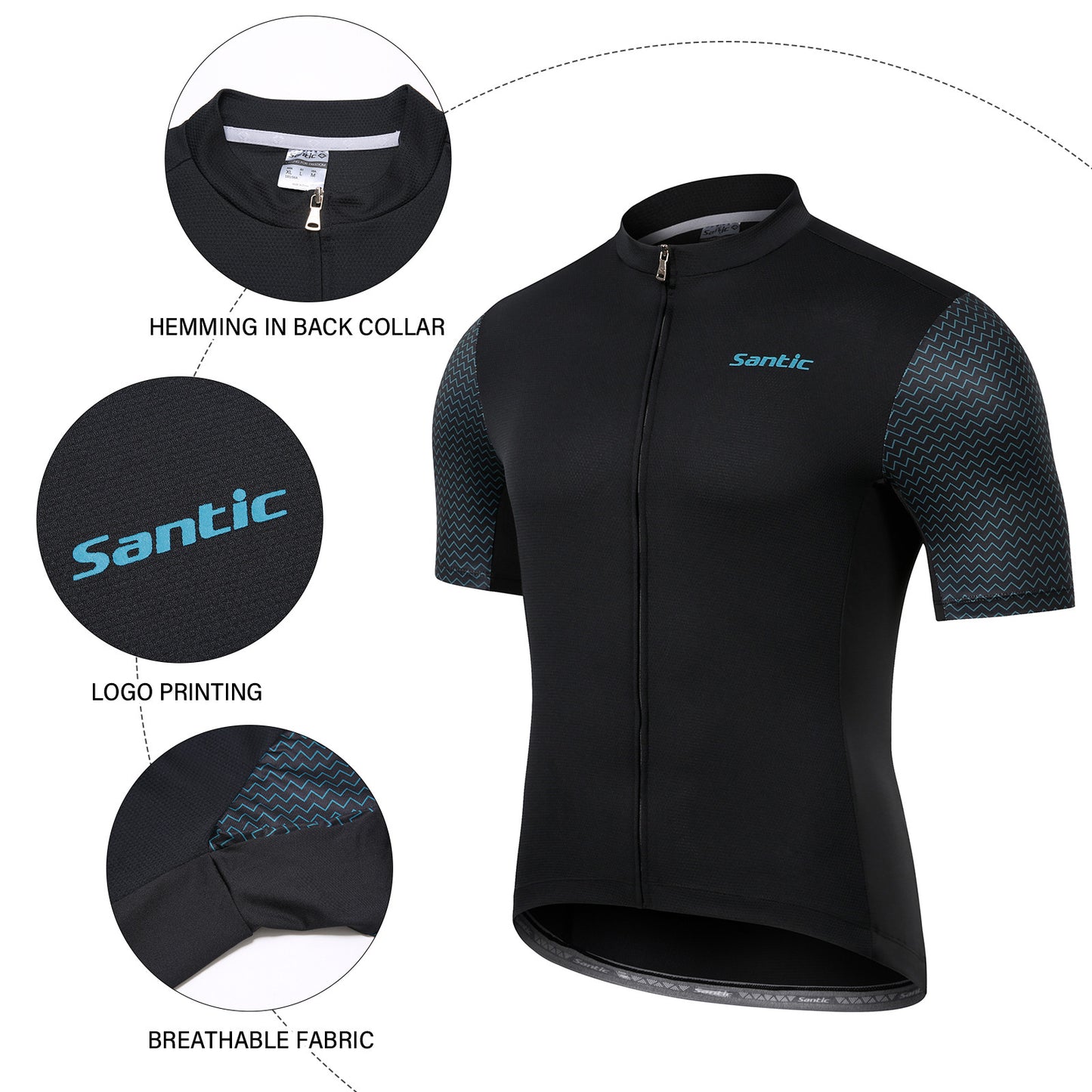 Santic Men Cycling Jersey Short Sleeve Black