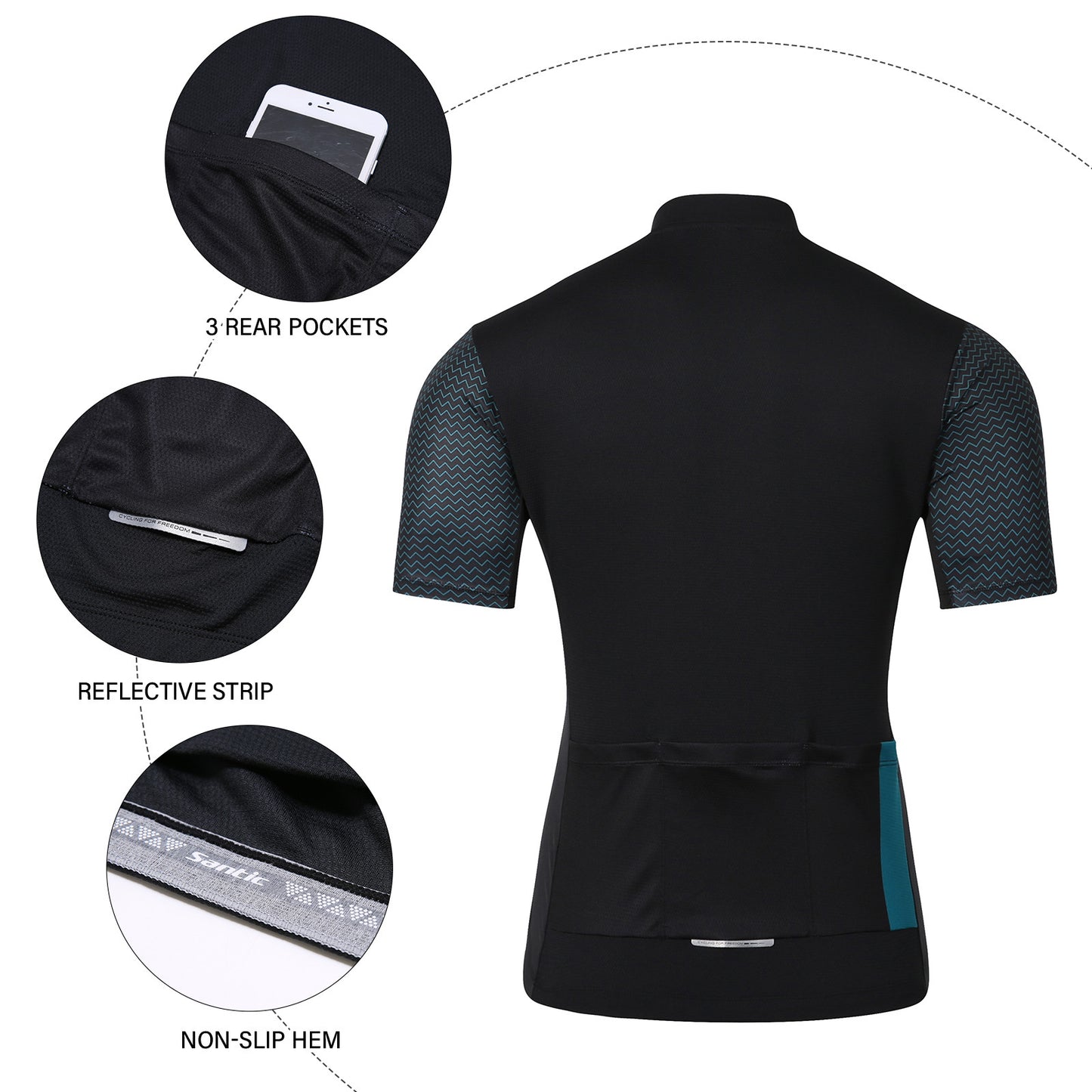 Santic Men's Cycling Jersey Set Bib Shorts 4D Padded Short Sleeve