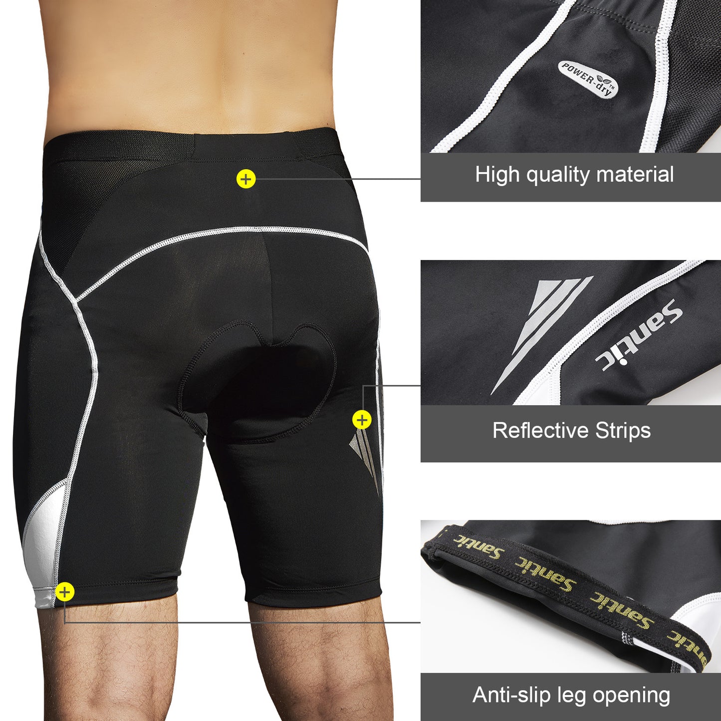 Santic Genting White Men Padded Cycling Shorts