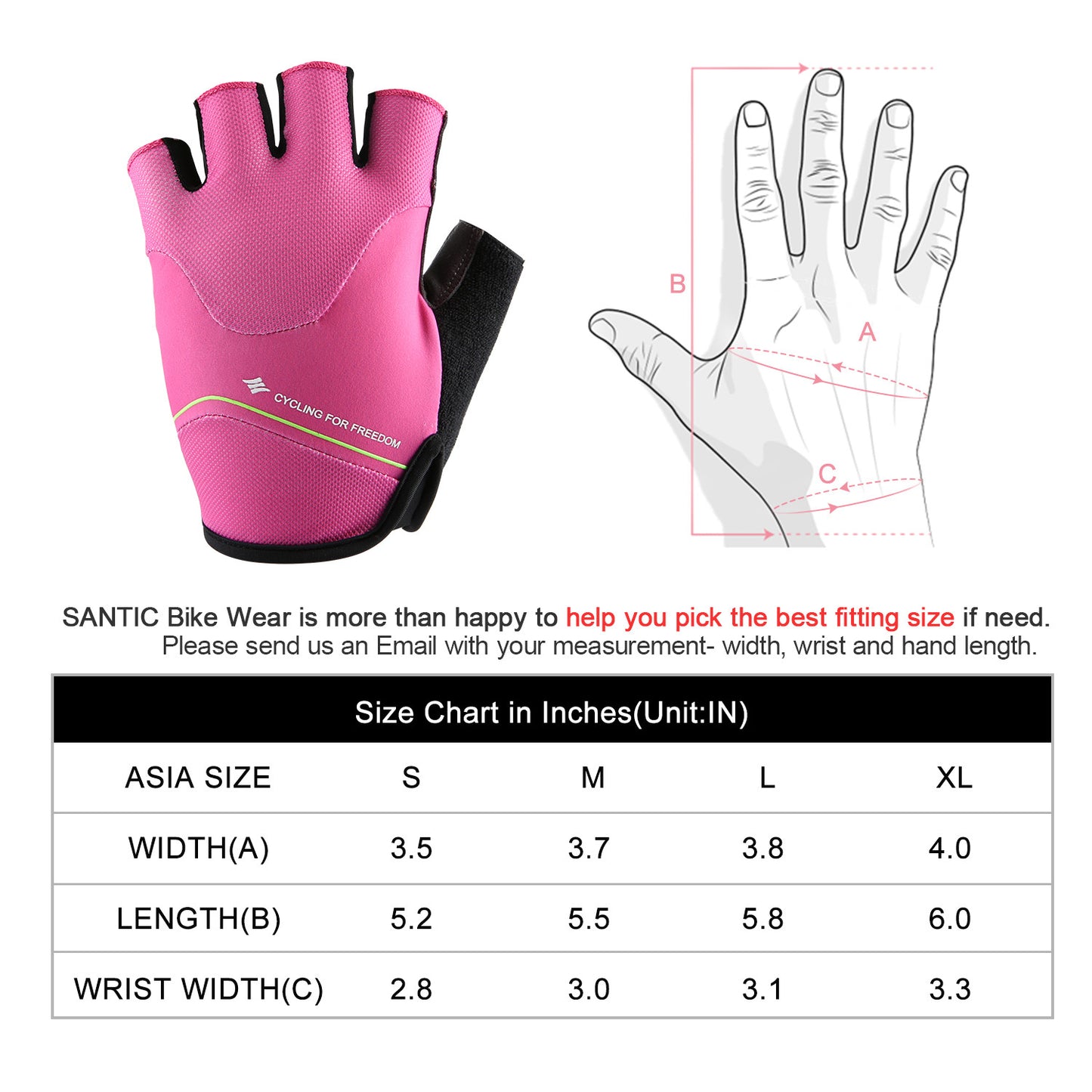 Santic Nicolai Women Pink Cycling Gloves
