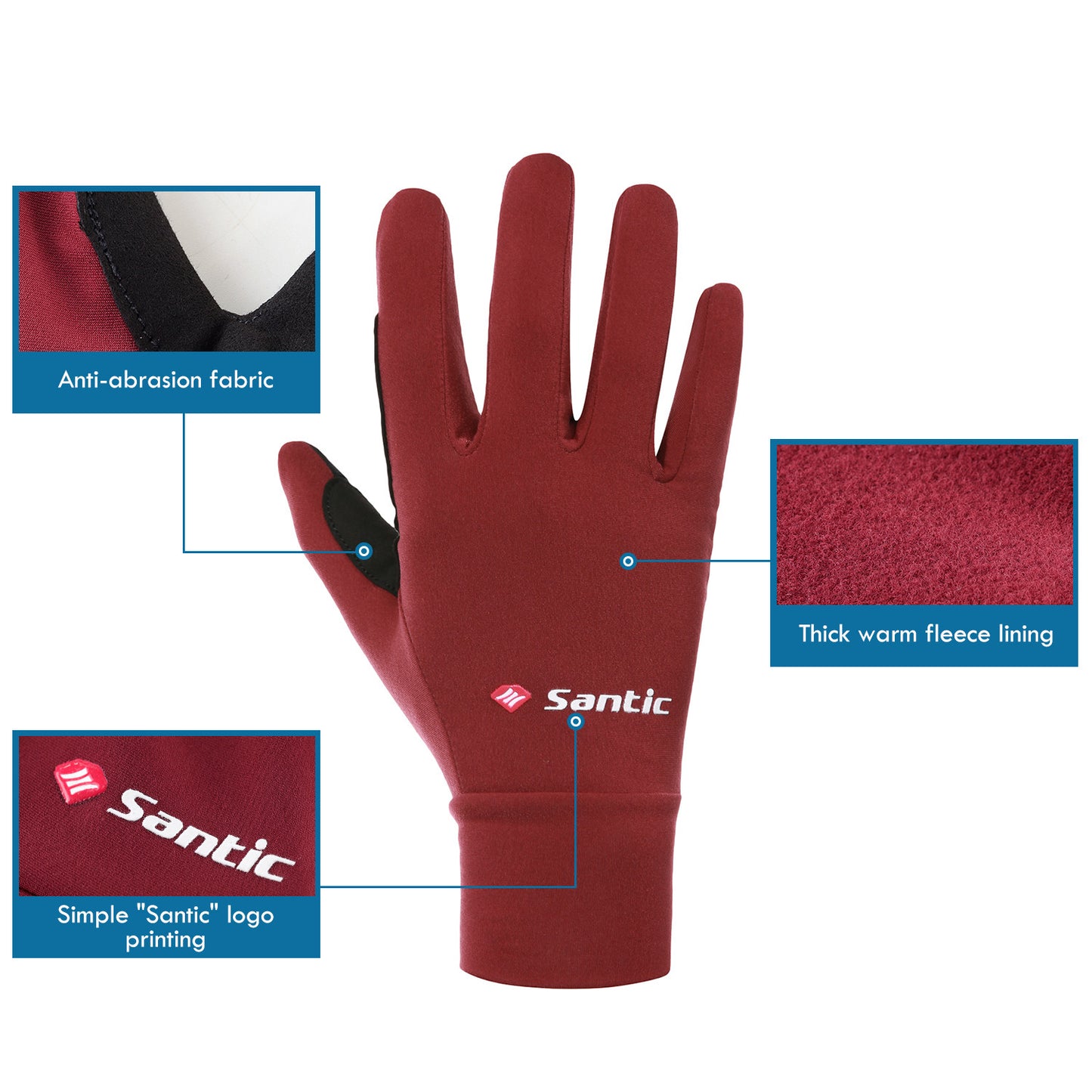 Santic Dorin Red Men Women Cycling Gloves