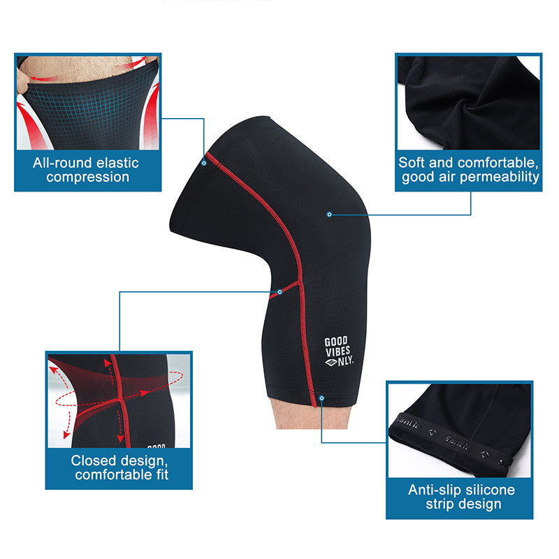 Santic Cycling Knee Compression Sleeve for Men and Women-Black & Red