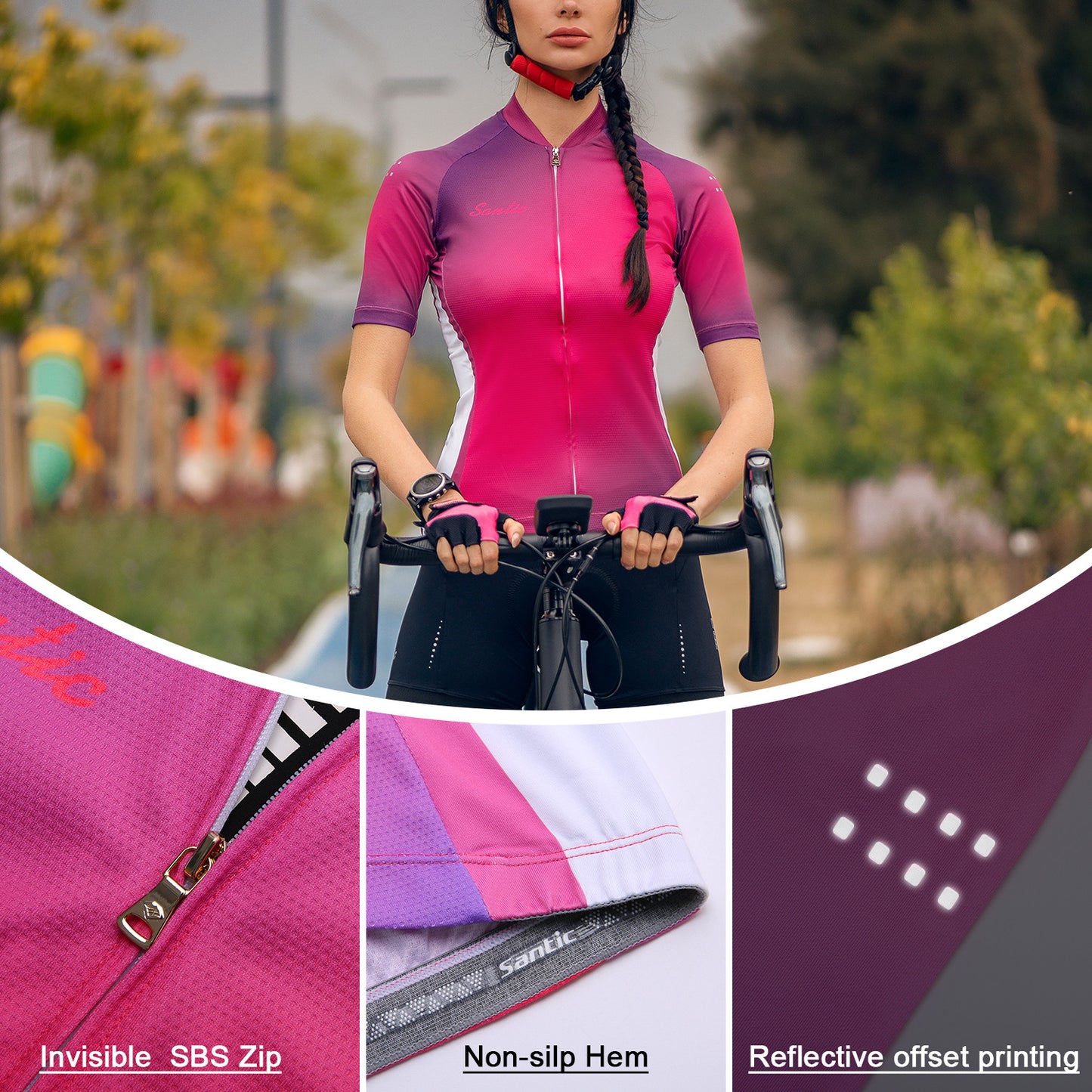 Santic Zimo Women Cycling Jersey Short Sleeves Purple