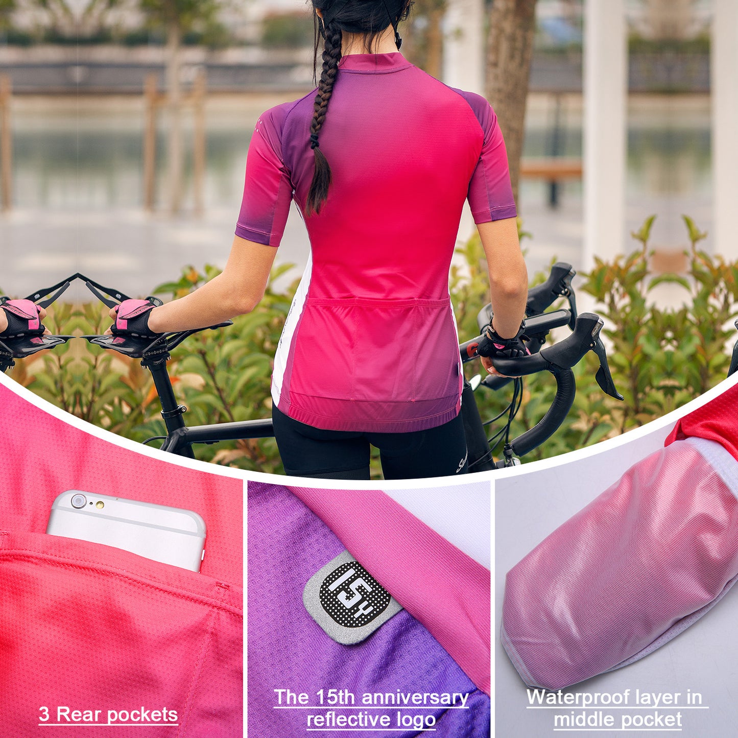 Santic Zimo Women Cycling Jersey Short Sleeves Purple