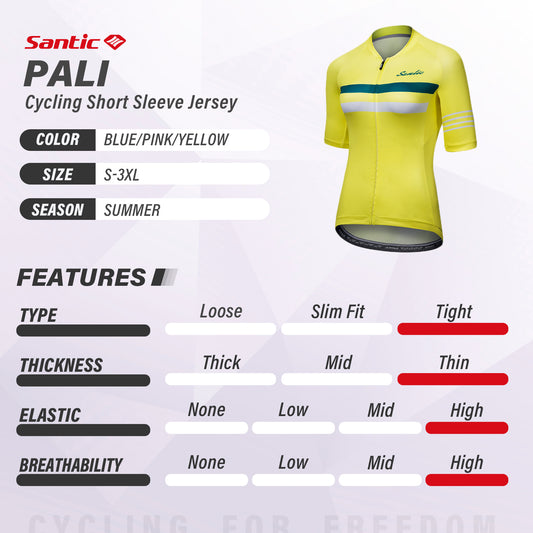 Santic Pali Yellow Women’s Cycling Jersey Short Sleeve