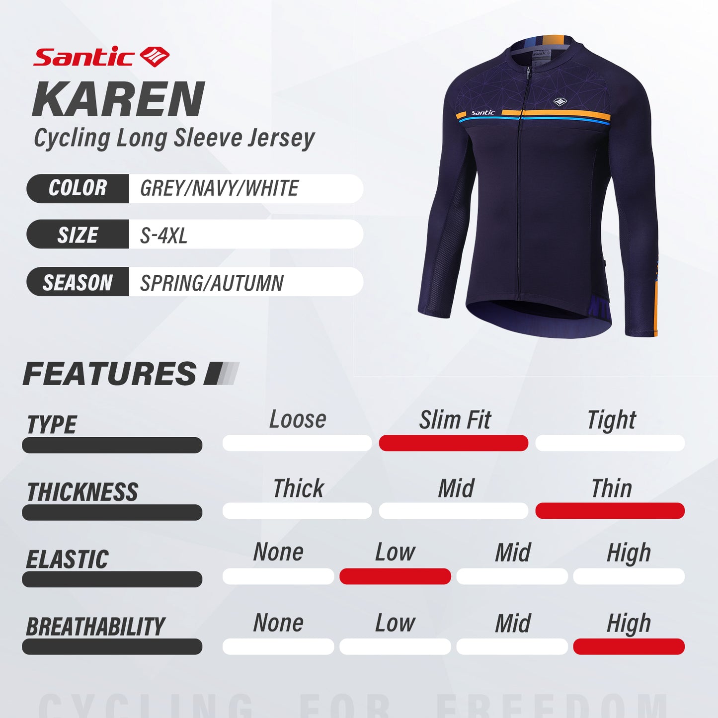 Santic Karen Navy Men Cycling Jersey Long Sleeve
