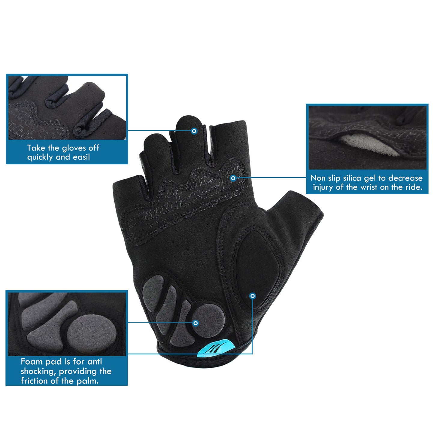 Santic Java Men Cycling Gloves Half Finger – Blue